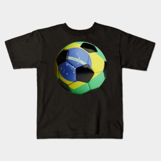 Brazil Flag Soccer Ball Kids T-Shirt